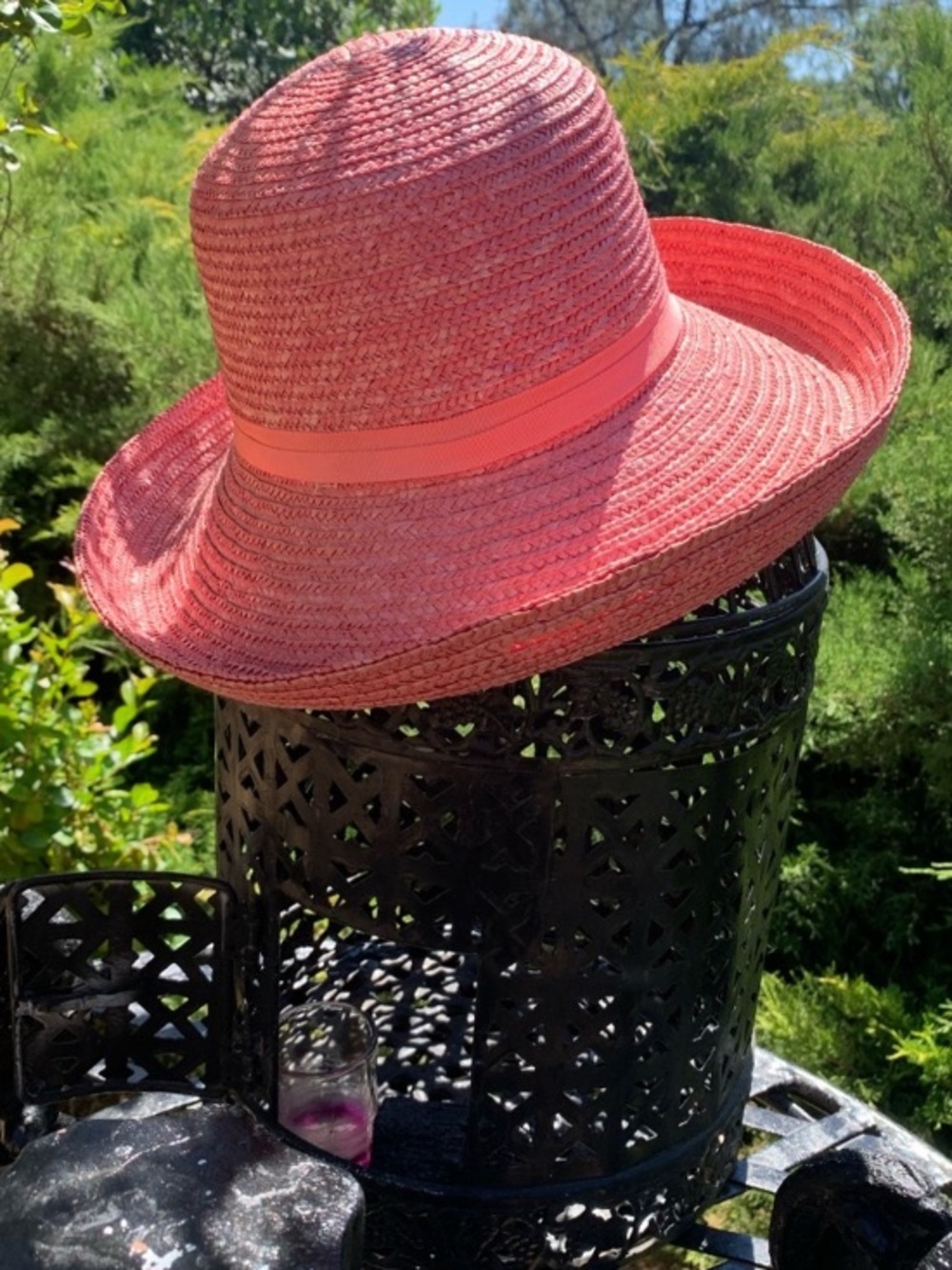 betmar Coral-Pink Wide Brim Straw Sun Hat with Ribbon Bow - Picture 2 of 11